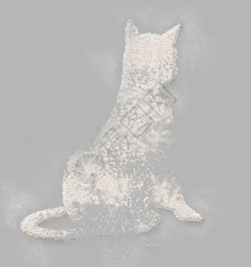 拿着画笔猫猫咪插图计算机绘图艺术画笔草图水墨画线条白色轮廓背景