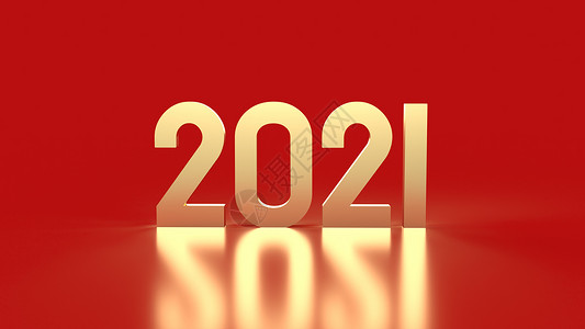 红色背景的2021年金币号3D季节新年横幅卡片金子庆典问候语文化3d派对背景图片