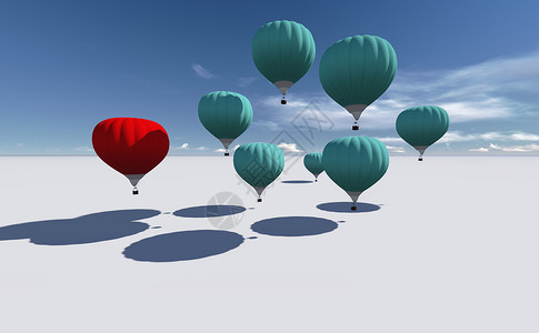 免抠热气球荒山The Leader 红色热气球领导者插图力量合伙空气团队天空冒险优胜者团体背景