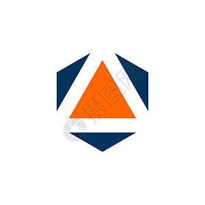 三角形标志三角形内六角形矢量标志模板插画设计 矢量 EPS 10背景