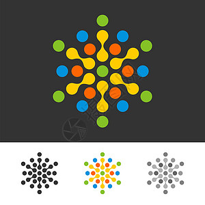 像素点矢量标志模板插图设计 矢量 EPS 10创造力圆圈网站全球办公室互联网量子网络身份标识背景图片