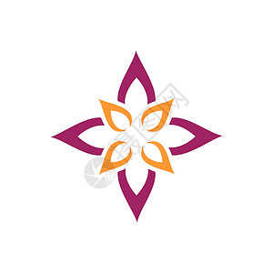 莲花图标用于 Spa 标志或图案插图设计的星花 矢量 EPS 10温泉装饰品植物瑜伽星星圆圈工作室叶子风格商业背景