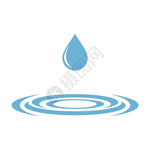 温泉图标蓝色滴水和漩涡标志模板插画设计 矢量 EPS 10背景