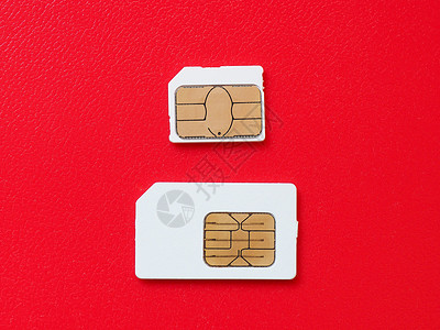 手机使用的SIM卡和USIM卡标准红色尺寸纳米卡片电话背景图片