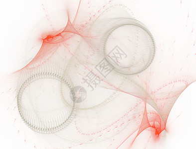 红色线条圆圈优雅的红色明亮精致背景与丝带或圆盘和戒指 多彩复杂的弧形设计 用于 3D 插图或封面的软抽象分形 烟云 计算机生成的图像流动辉光背景