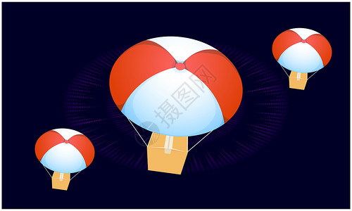 热气球元素抽象背景下热气球的数码纺织品设计插图卡通片水彩彩虹生日空气气球手绘海报墙纸背景