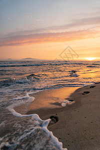 广南八宝河越南会安的 Cua Dai 海滩地平线晴天场景海岸天空夕阳农业暖色调旅行支撑背景