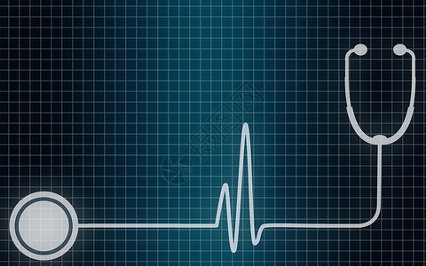 心电图图标有心跳心电图的听诊器背景