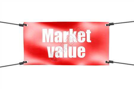 配有红旗的市场价值单词背景图片