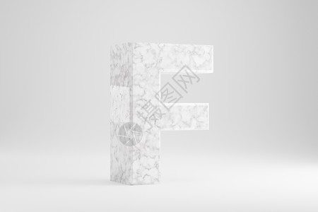 3D字母素材大理石 3d 字母 F 大写 孤立在白色背景上的白色大理石字母  3d 呈现的字体字符背景