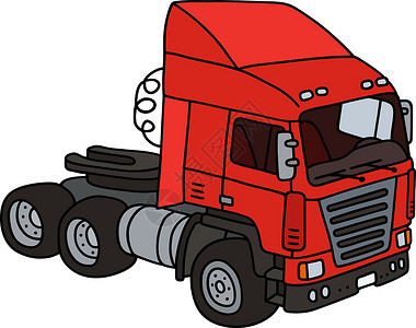 红色拖车货物拖拉机发动机拖带汽车运输车辆货车卡车卡通片设计图片