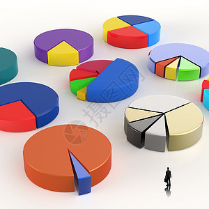 饼图素材走到由不同颜色 a 制成的 3d 饼图的商务人士生长圆形投资公司商业统计市场速度馅饼图表背景