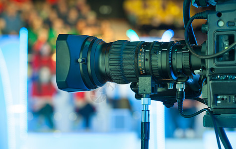 摄像相机镜头镜片电视技术摄像机演播室展示播送光圈会议工作室背景图片
