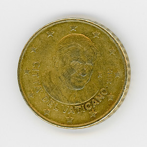 欧洲梵蒂冈城教皇本笃十六世50美分硬币高清图片