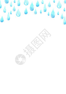 水彩雨滴水滴框架与空白空间为您的文本 框架由制成 水彩手绘 深浅不一的蓝色抽象背景下雨青色眼泪湿度艺术雨水天气风暴雨量插图背景