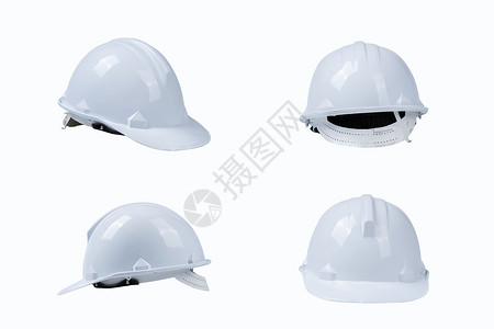 一套白色头盔施工工具和保护套背景图片