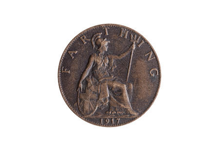 小数点1917年老小数前的1917年英国硬币背景