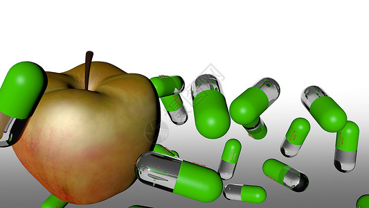 具有透明凝胶体和苹果的多彩胶囊 (3天变换)高清图片