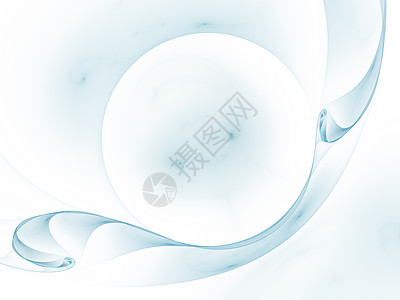 气泡设计优雅明亮精致的背景与丝带或圆盘和戒指 蓝色复杂的弧形设计 用于 3D 插图或封面的软抽象分形 烟云 计算机生成的图像光盘曲线流动背景