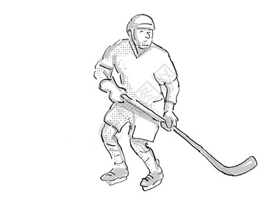 打冰球卡通冰冰冰曲棍球玩家卡通手绘插图漫画行动画线曲棍冰球色调曲棍球艺术品背景
