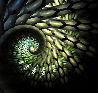 圆柱状螺旋数字艺术 抽象计算机生成现代螺旋分形元素 创意艺术设计模式 抽象的形式和颜色涡流卷曲声波缠绕网格管道螺纹多边形纤维圆圈背景