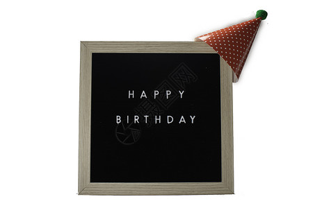 党号召字体上面印着红色党帽的生日快乐符号框架色彩英语诞生刻字派对周年字体纪念日幸福背景