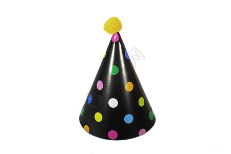 色点的素材纯白背景的黑色生日帽(黑帽子)背景