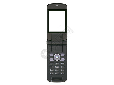 手机用户白色背景上孤立的旧黑手用手机背景