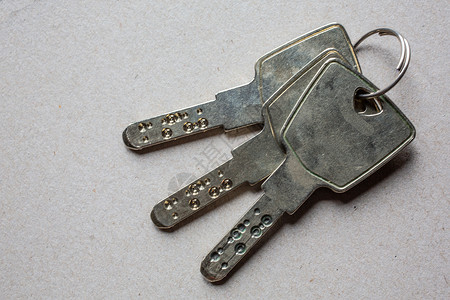 安全锁定系统密钥财产警告钥匙钥匙链不锈钢金属背景图片