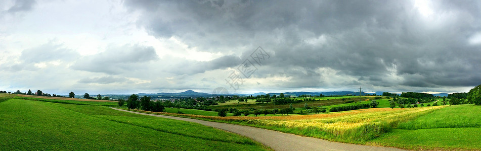 符腾堡德国斯瓦比亚高原的全景牧歌旅游灰色步行天气绿色高地草地天空背景