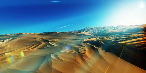 在沙漠的沙丘日落  3d 渲染爬坡行星干旱世界冒险橙子外星人火星场景海浪背景图片