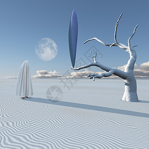 超真实沙漠中的UFO背景图片