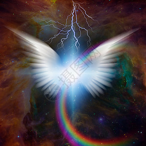 善良天使天使之星星系监护人天堂指导上帝灵魂插图彩虹大天使自由背景