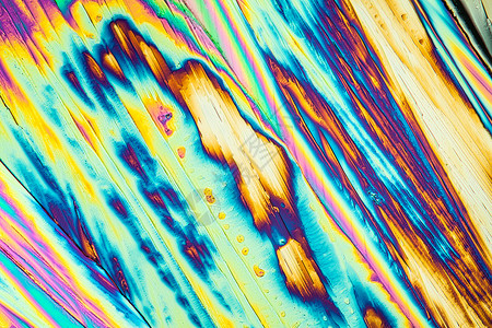 微skope 100x下两极光线下的尿晶体代谢辉光氮肥宏观科学水晶红色蓝色绿色产物背景图片