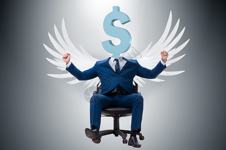 翅膀钱素材Angel投资者在启动概念中企业家资金互联网经济金融基金人士资本家男性男人背景