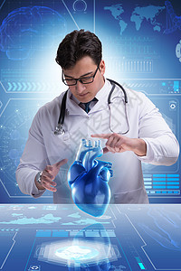 人造心脏远程医疗中的心脏治疗概念咨询医生心脏病学情况诊断界面检查男人保健心脏病背景