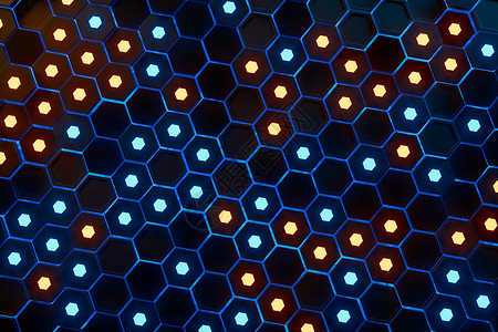 六边形分子球形六角立方体背景 高科技网络空间 3D投影电脑力量蓝色电路工程母板木板互联网技术数据背景