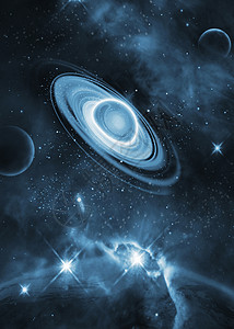 陨石星云拥有行星和星系的无限宇宙天文插图梦幻背景恒星辐射天文学蓝色轨道科学背景