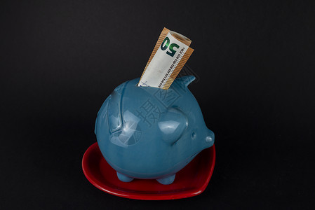 现用纸币财富债务陶瓷硬币钱盒订金制品盒子商业信用小猪高清图片素材