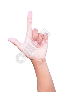 白色背景上显示的手下失败符号手臂手势男性数字身体棕榈男人拇指失败者手指背景图片
