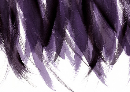 紫色羽毛刷笔触紫色和黑色抽象手画水彩背景 Grunge风格的油漆刷中风艺术横幅插图白色手绘墨水刷子短跑创造力背景