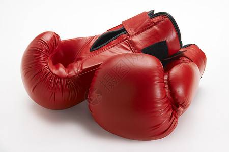 拳击手套体育运动装运动器材红色背景图片