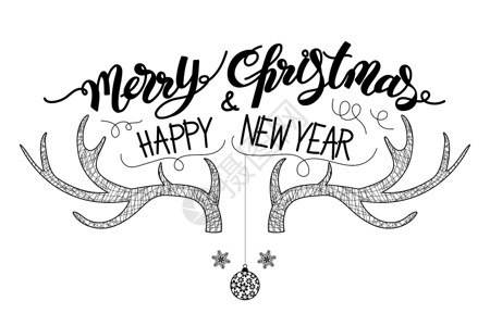 新年快乐设计圣诞快乐 新年快乐 带着一副亲爱的喇叭写信背景