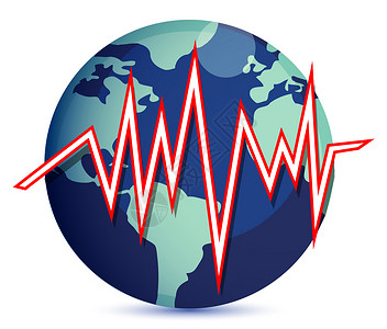 地震仪Global 和地球地震线插图背景