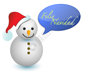 雪人框西班牙雪人 有圣诞快乐的标志插图背景