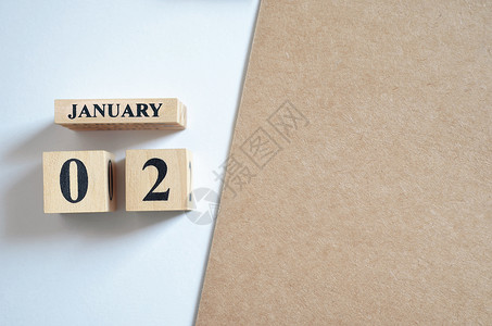 电商标题字1月2日数字工作标题季节周年立方体日历广告木头纪念日背景