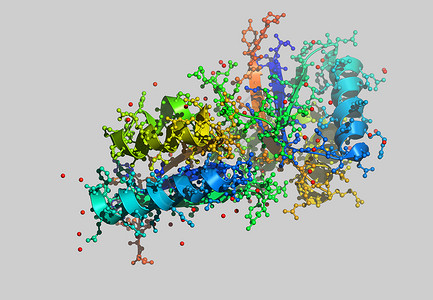 含有原子的蛋白因分子模型色带图像科学计算机时间债券力量背景图片