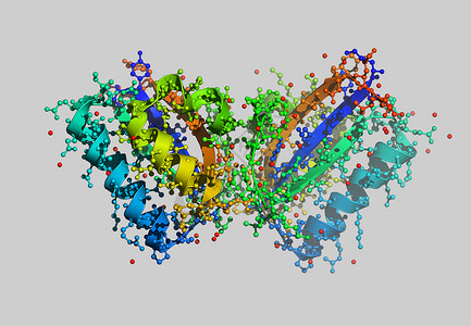 分子蛋白含有原子的蛋白因分子模型债券力量时间图像计算机色带科学背景