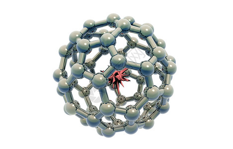 Bucky Ball 原子分子模型图像科学网格棍子病菌债券力量计算机背景图片