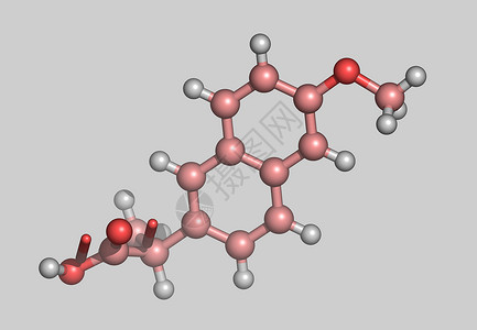 萘普生Naproxen 原子分子模型背景